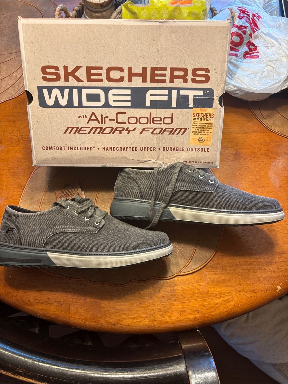 Skechers Wide Fit Gray Canvas Slip-On Sneakers NWT Size 10.5